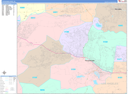 Thousand Oaks Wall Map Color Cast Style 2024